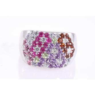 18ct gold Gemstone and Diamond Ring 18g