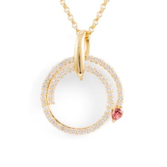 Pink Tourmaline and Diamond Pendant