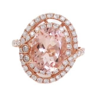 5.25ct Morganite and 1.32ct Diamond Ring