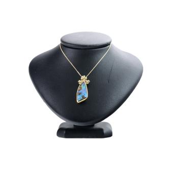 Boulder Opal and Diamond Pendant