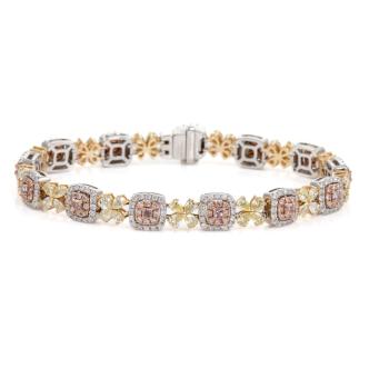 Fancy Pink & Yellow Diamond Bracelet GIA