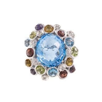 16.05ct Topaz, Mixed Gem & Diamond Ring