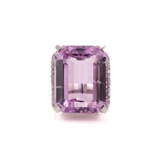 85.94ct Kunzite and 0.78ct Diamond Ring