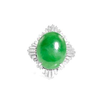 7.70ct Jade and Diamond Ring