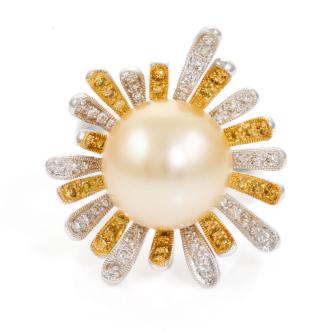 12.7mm South Sea Pearl & Diamond Ring