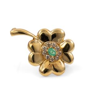 0.13ct Emerald and Diamond Brooch