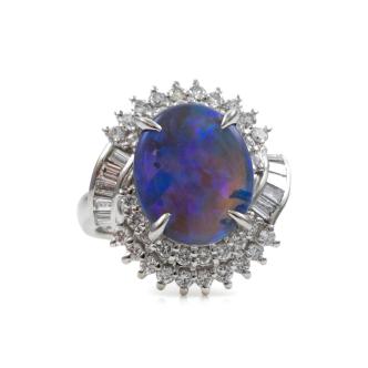 4.20ct Black Opal & 1.05ct Diamond Ring