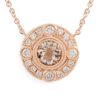 0.71ct Morganite and Diamond Pendant