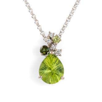 2.19ct Peridot and Diamond Pendant