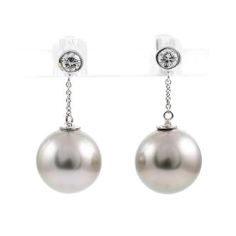 10mm Tahitian Pearl & Diamond Earrings