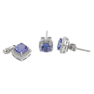 Tanzanite & Diamond Pendant Earring Set