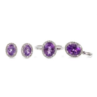 Amethyst Ring, Earring & Pendant Set