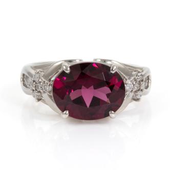 3.87ct Rhodolite Garnet & Diamond Ring