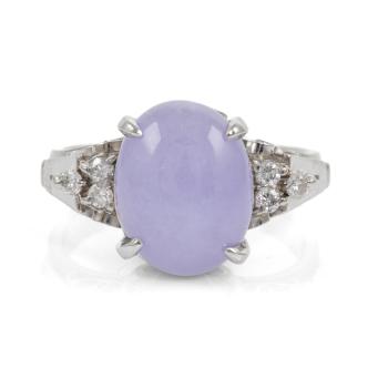 4.98ct Lavender Jade & Diamond Ring