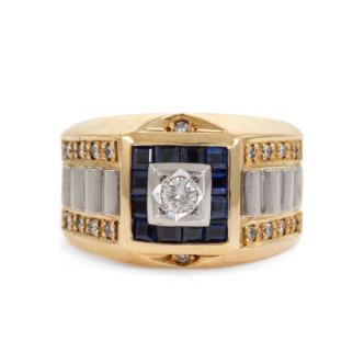 Sapphire and Diamond Mens Ring