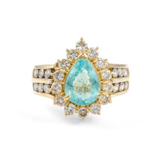 1.83ct Paraiba & 1.13ct Diamond Ring GIA