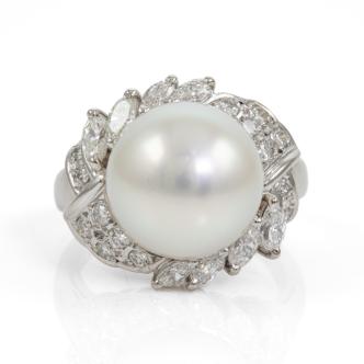 11.5mm South Sea Pearl & Diamond Ring