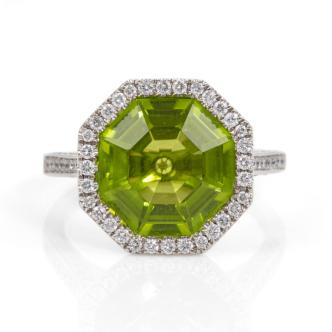 5.04ct Peridot and Diamond Ring
