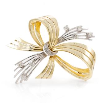 0.33ct Diamond Bow Design Gold Brooch