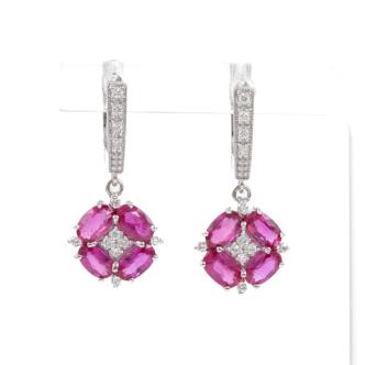 3.20ct Burmese Ruby and Diamond Earrings