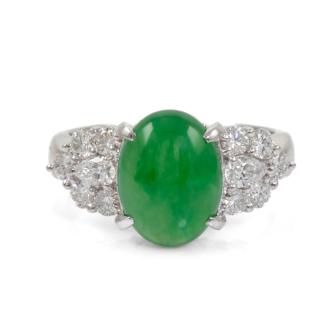 2.97ct Jade & 0.68ct Diamond Ring