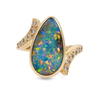Black Opal and Diamond Ring
