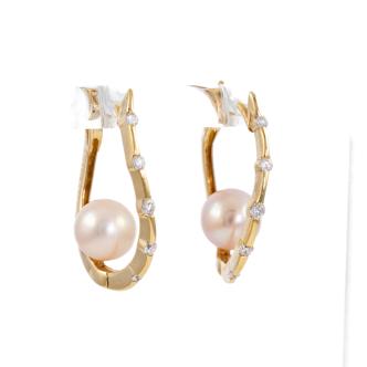 7.1mm Akoya Pearl & Diamond Earrings