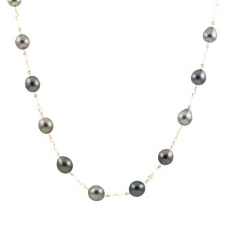 9.0-10.7mm Tahitian Pearl Gold Necklace