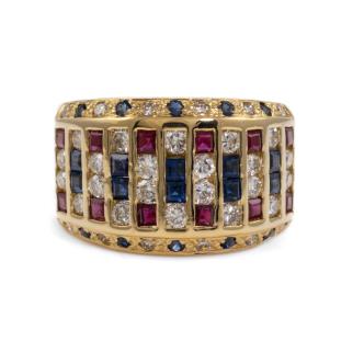 1.39ct Sapphire, Ruby & Diamond Ring
