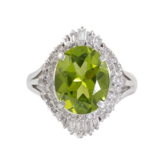 3.30ct Peridot and Diamond Ring