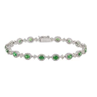 2.30ct Green Garnet & Diamond Bracelet