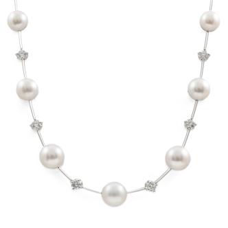 6.2-9.1mm Akoya Pearl & Diamond Necklace