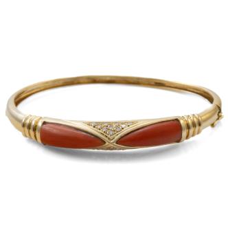 Coral and Diamond Bangle
