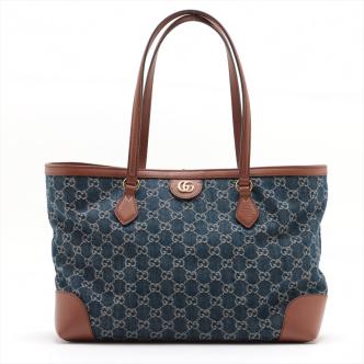 Gucci Medium GG Denim Ophidia Tote