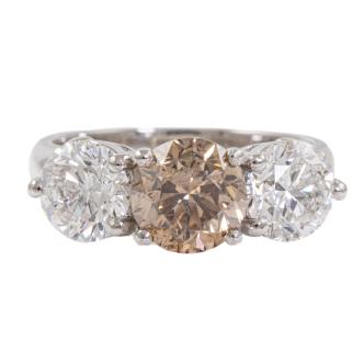 3.64ct Champagne & white Diamond Ring