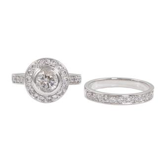 1.06ct Diamond Halo Ring & Matching Band