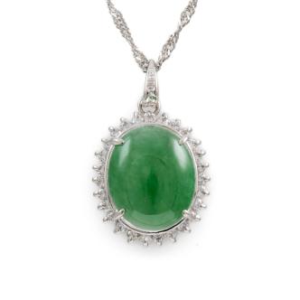 3.65ct  Jade and Diamond Pendant