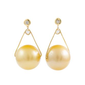 12.1mm Golden South Sea Pearl Earrings