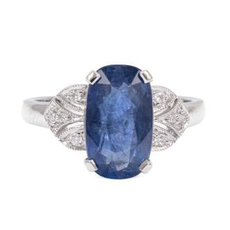 4.11ct Ceylon Sapphire & Diamond Ring GSL