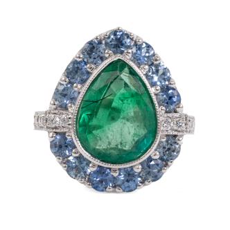 3.72ct Zambian Emerald & Diamond Ring