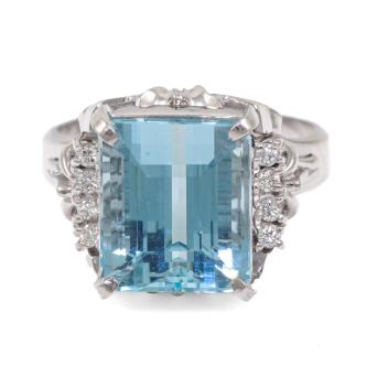 6.74ct Aquamarine and Diamond Ring