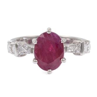 Unheated 2.67ct Burmese Ruby Ring GSL
