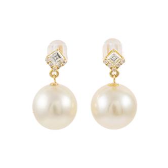11.5mm-12.5mm Pearl and Diamond Earring