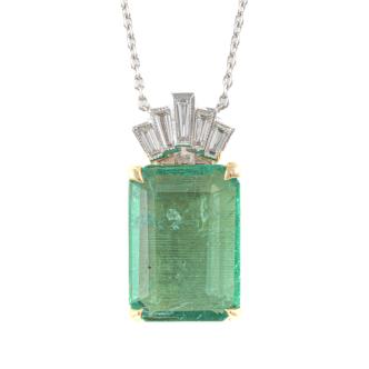 5.34ct Zambian Emerald & Diamond Pendant