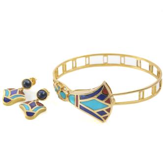 18ct gold Bangle and Earring Set
