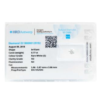 0.77ct Loose Round Diamond HRD G SI2