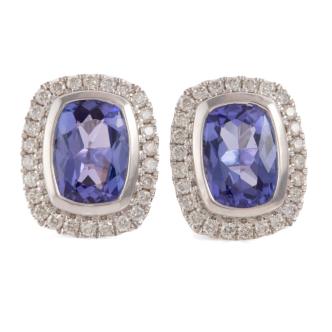 1.47ct Tanzanite and Diamond Earrings