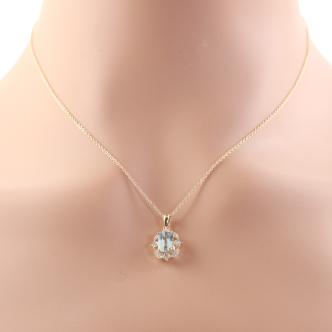 0.99ct Aquamarine and Diamond Pendant