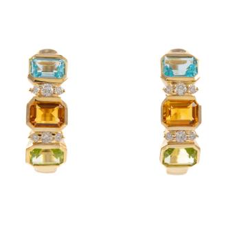 Mixed Gemstone and Diamond Earrings