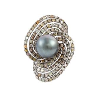 11.5mm Pearl & Diamond Ring